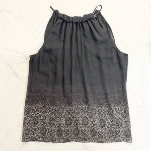 Vince 100% Silk Grey Patterned Blouse Tank